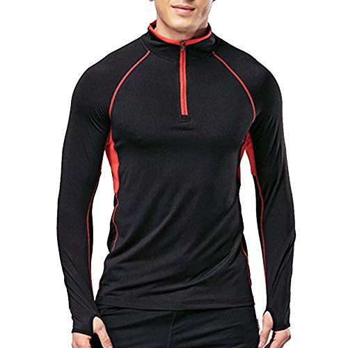 Herren Sport Quartal Postleitzahl Laufen Aktiv Fitness T-Shirts Trainieren Lange Ärmel Jersey mit Daumen Löcher Schwarz L von Muscle Alive