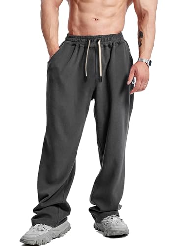 Herren Trainingshosen Hosen Fitness Sport Workout Pants Ausgebeult Vlies Jogginghosen Dunkelgrau M von Muscle Alive