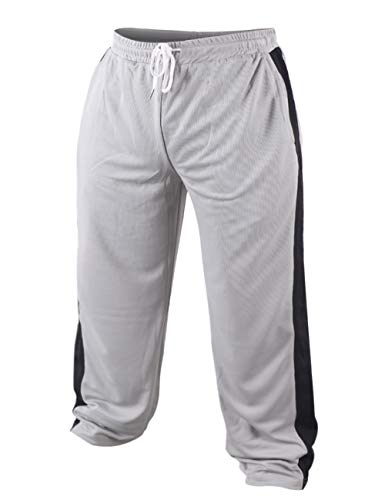 Muscle Alive Herren Ausgebeult Bodybuilding Hose Gittergewebe Schnelltrocknend Hose Polyester Leicht Grau XL von Muscle Alive