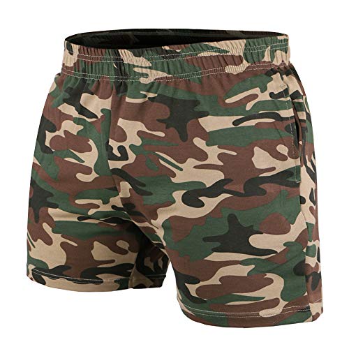Muscle Alive Herren Bodybuilding Fitnessstudio Trainieren Kurze Hose Frottee-Baumwolle 5 PLN Tarnung XL von Muscle Alive