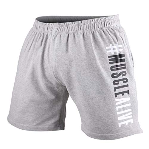 Muscle Alive Herren Bodybuilding Fitnessstudio Trainieren Kurze Hose Frottee-Baumwolle 7 Man Grau M von Muscle Alive