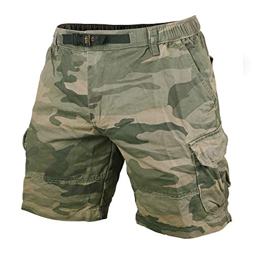 Muscle Alive Herren Cargo Shorts Jahrgang Savage Vintage Kurze Hose Sport Camping Wandern Tarnen Baumwolle 8137 Grüne Camo L von Muscle Alive