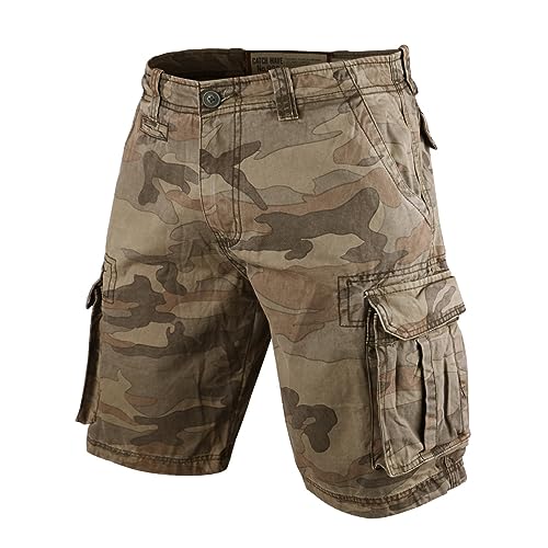 Muscle Alive Herren Cargo Shorts Jahrgang Savage Vintage Kurze Hose Sport Camping Wandern Tarnen Baumwolle Dunkle Tarnung 34 von Muscle Alive