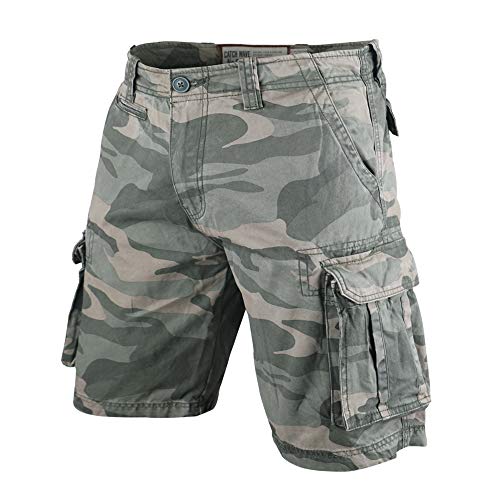 Muscle Alive Herren Cargo Shorts Jahrgang Savage Vintage Kurze Hose Sport Camping Wandern Tarnen Baumwolle Grüne Camouflage 32 von Muscle Alive