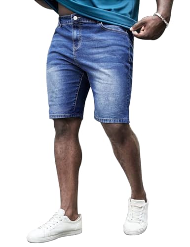 Muscle Alive Herren Denim Kurze Hose Shorts 11" Innennaht Schlank Fit Kurz Jeans Blau Größe 32 von Muscle Alive