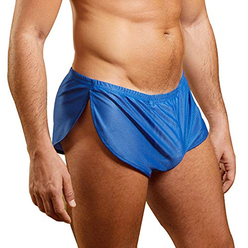 Muscle Alive Herren Extrem Mesh Kurze Hose mit Groß Teilt Seiten Unterwäsche Boxershorts Slip Unterhosen Blau XXL von Muscle Alive