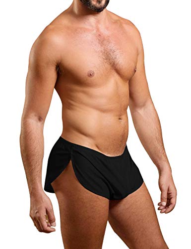 Muscle Alive Herren Extrem Mesh Kurze Hose mit Groß Teilt Seiten Unterwäsche Boxershorts Slip Unterhosen Schwarz L von Muscle Alive