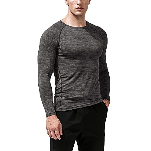 Muscle Alive Herren Fitness Langarmshirts Fest Kompression Grundschicht Bodybuilding Tops Polyester und Spandex 2314 Dunkelgrau L von Muscle Alive