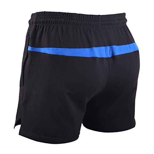 Muscle Alive Herren Fitnessstudio Hit Farbe Mode Trainieren Bodybuilding Kurze Hose Baumwolle schwarz XXL von Muscle Alive