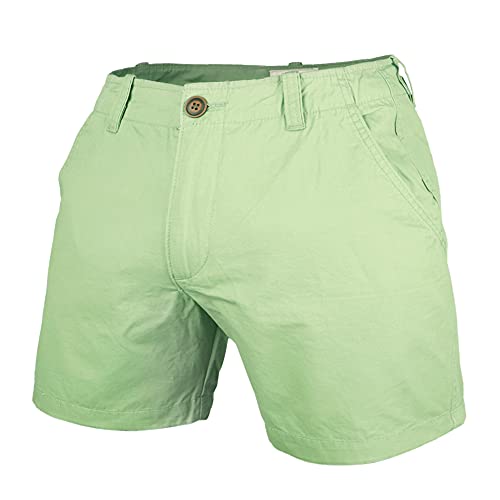 Muscle Alive Herren Flat-Front Kurze Hose 5,5" Slim Fit 100% Baumwolle Leicht Zitronengrün 36 von Muscle Alive