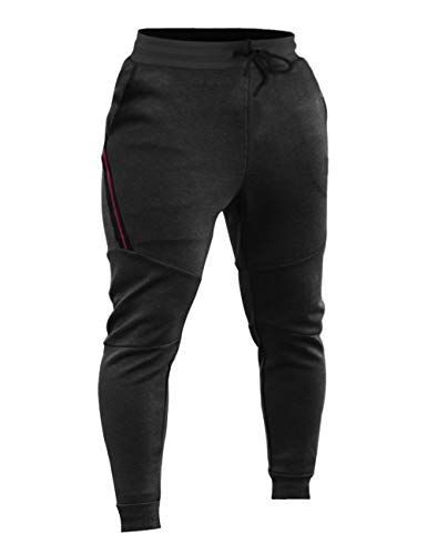 Muscle Alive Herren Hosen Joggers Trousers Longhosen for Sports Workoutpants Running Bodybuilding Sweatpants mit Reißverschlusstaschen Schwarz L von Muscle Alive