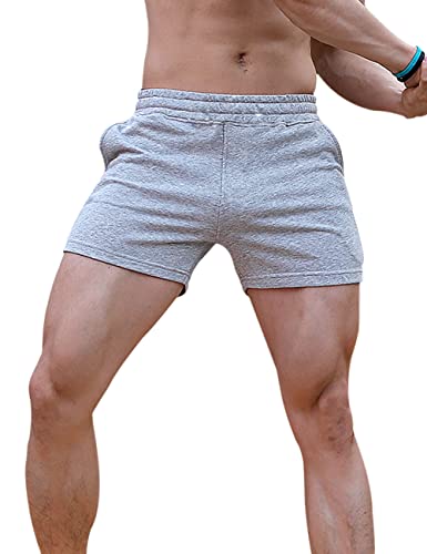 Muscle Alive Herren Kurz Fitnessstudio Bodybuilding Turnhose Sporthose Fitness Baumwolle Laufshorts 8003 Grau XL von Muscle Alive