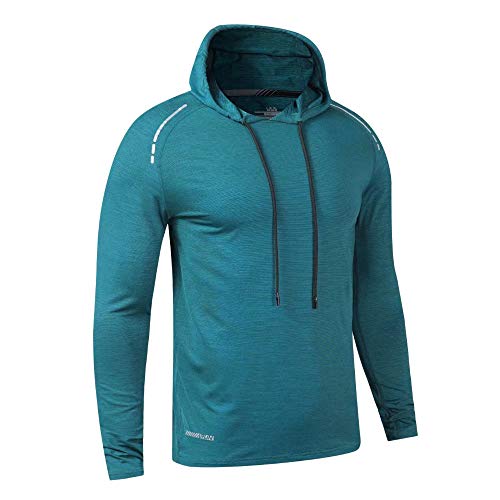 Herren Lange Ärmel Kapuzenpullover Dehnbar Leicht Men Sweatshirts Polyester und Spandex Grün XL von Muscle Alive