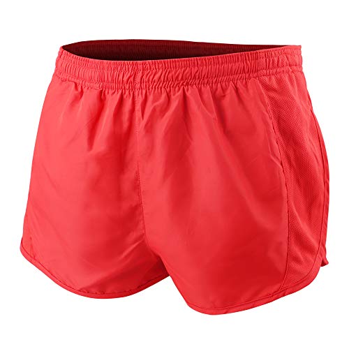 Muscle Alive Herren Sport Running 1" Elite Teilt Laufen Kurze Hose mit Seite Mesh Panel Schnell Trocken Shorts Rot XL von Muscle Alive