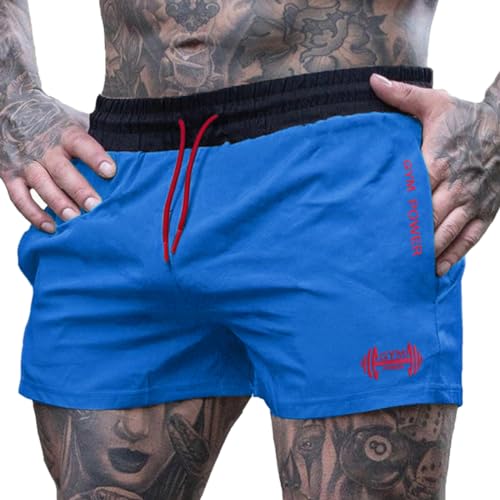 Muscle Alive Herren Sport Running 4" Elite Teilt Laufen Kurze Hose mit Futter Schnell Trocken Shorts Blau M von Muscle Alive