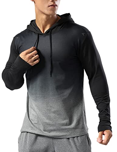 Muscle Alive Herren Thermo Gefüttert Sportlicher Kapuzenpullover Hoodie Zur Seite Fahren Lange Ärmel Sweatshirts von Trainieren Laufen 2103 Allmähliches Grau L von Muscle Alive