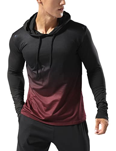 Muscle Alive Herren Thermo Gefüttert Sportlicher Kapuzenpullover Hoodie Zur Seite Fahren Lange Ärmel Sweatshirts von Trainieren Laufen 2103 Allmähliches Weinrot M von Muscle Alive