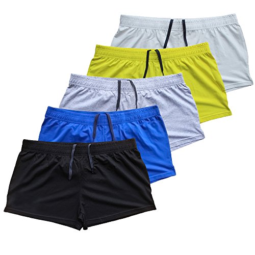 Muscle Alive Sporthose Herren Kurz Fitnessstudio Bodybuilding Turnhose Baumwolle Laufshorts 5pcs Schwarz Blau Grau Gelb Weiß XXL von Muscle Alive