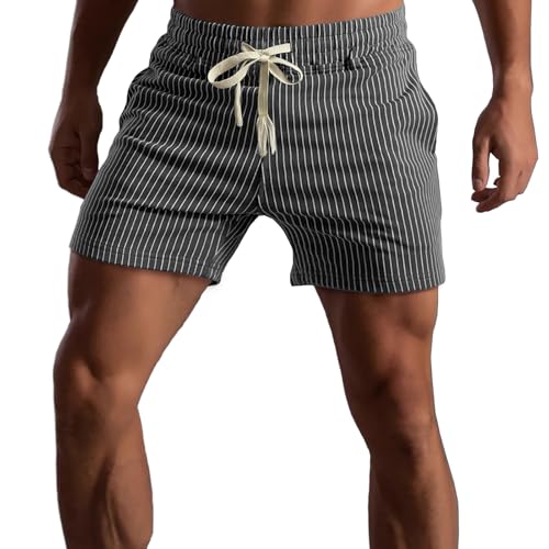 Muscle Cmdr Kurze Hosen Herren Baumwolle,Athletic Gym Shorts Elastische Taille Casual Pyjama Pocket Jogger Men Workout Short Pants 12.7CM Schrittlänge(Dunkelgrau/S) von Muscle Cmdr