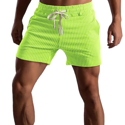 Muscle Cmdr Kurze Hosen Herren Baumwolle,Athletic Gym Shorts Elastische Taille Casual Pyjama Pocket Jogger Men Workout Short Pants 12.7CM Schrittlänge(Grün/S) von Muscle Cmdr