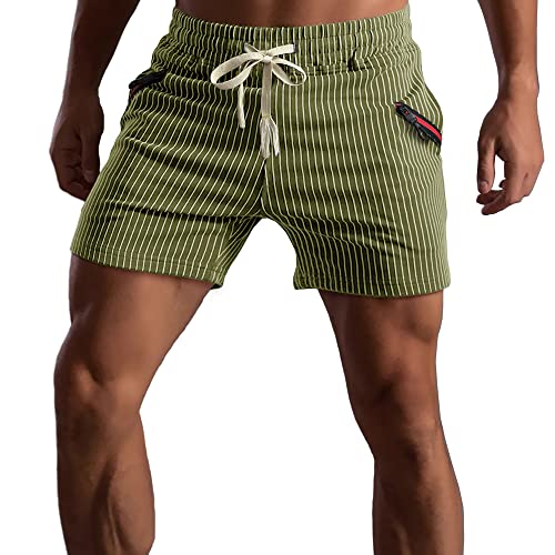 Muscle Cmdr Kurze Hosen Herren Baumwolle,Athletic Gym Shorts Elastische Taille Casual Pyjama Pocket Jogger Men Workout Short Pants 12.7CM Schrittlänge(Grün/M) von Muscle Cmdr