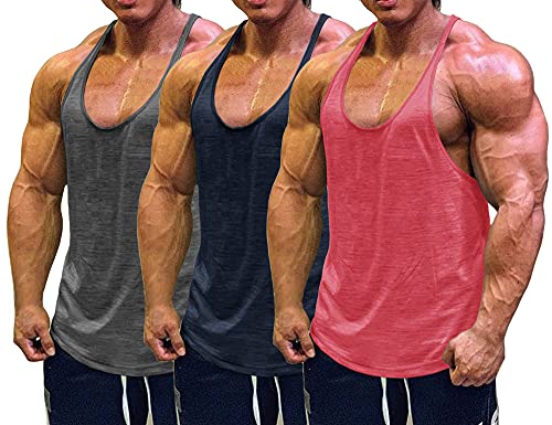 Muscle Cmdr Herren Workout Stringer Tanktops Y-Back Gym Fitness Trägershirt,Männer Muskelshirt Training Achselshirt Sport(Pink,Grau,Blau,Dünne Schulter,3XL) von Muscle Cmdr