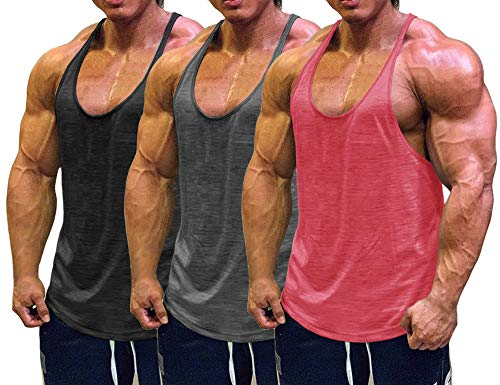 Muscle Cmdr Herren Workout Stringer Tanktops Y-Back Gym Fitness Trägershirt,Männer Muskelshirt Training Achselshirt Sport(Schwarz,Grau,Pink,Dünne Schulter, S) von Muscle Cmdr