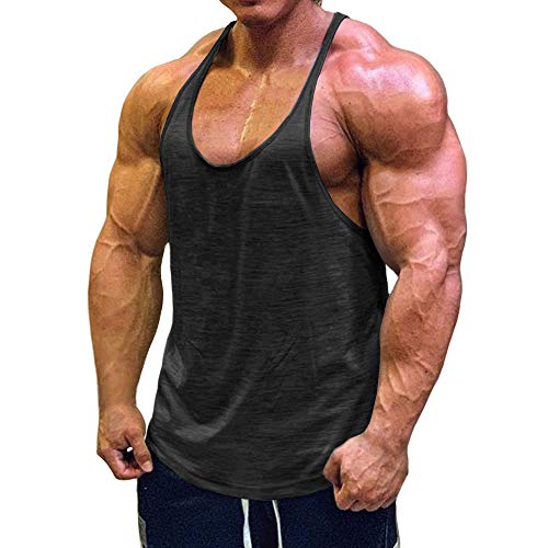 Muscle Cmdr Herren Workout Stringer Tanktops Y-Back Gym Fitness Trägershirt,Männer Muskelshirt Training Achselshirt Sport (Schwarz,Dünne Schulter,3XL) von Muscle Cmdr