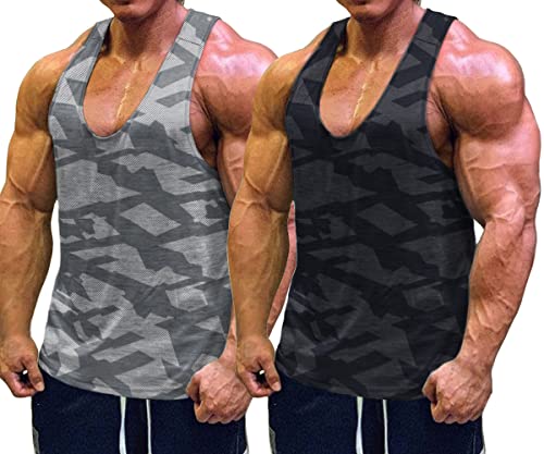 Muscle Cmdr Herren Workout Tank Top Running Bodybuilding Training Ärmelloses Shirt（Schwarz/Grau/L） von Muscle Cmdr