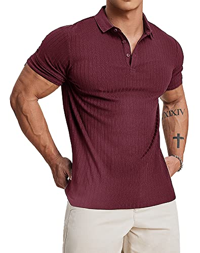 Muscle Cmdr Poloshirt Herren Kurzarm Baumwolle T Shirts Männer Hemd T-Shirt Slim Fit Golf Sports Rosa/S von Muscle Cmdr