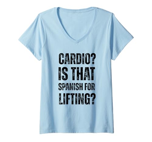 Damen Cardio ist das Spanisch für Gewichtheben? lustiges Training, altmodisch T-Shirt mit V-Ausschnitt Damen Cardio ist das Spanisch für Gewichtheben? lustiges Training, altmodisch T-Shirt mit V-Ausschnitt von Muscle Daddy Apparel Co.