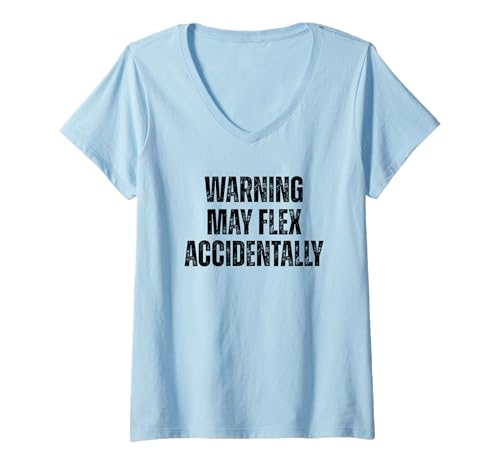Damen Warnung: Kann Sich versehentlich verbiegen, lustiges Training, Vintage T-Shirt mit V-Ausschnitt Damen Warnung: Kann Sich versehentlich verbiegen, lustiges Training, Vintage T-Shirt mit V-Ausschnitt von Muscle Daddy Apparel Co.