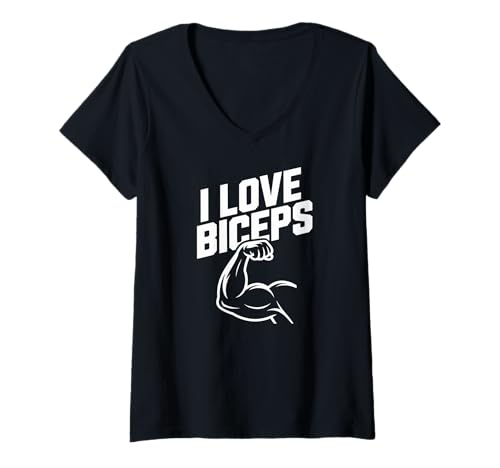 Damen I Love Bizeps Motivierendes Workout Gym T-Shirt mit V-Ausschnitt Damen I Love Bizeps Motivierendes Workout Gym T-Shirt mit V-Ausschnitt von Muscle Enthusiast Fitness Passion Workout Love