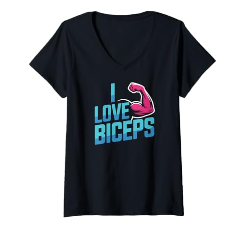 Damen I Love Bizeps Fitness Strength T-Shirt mit V-Ausschnitt Damen I Love Bizeps Fitness Strength T-Shirt mit V-Ausschnitt von Muscle Enthusiasts Motivation Gym