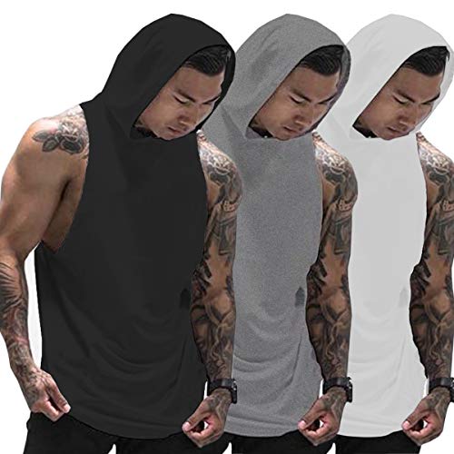 Muscle Killer Herren-Tanktop mit Kapuze, ärmellos, 3er-Pack - mehrfarbig - Klein von Muscle Killer