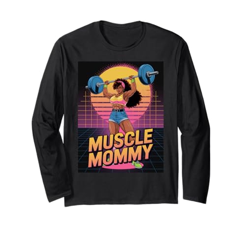 Anime Muscle Mommy Weightlifting Fitness Girl Aesthetic Langarmshirt von Muscle Mommy Fitness Gym Aesthetic 80s Vaporwave