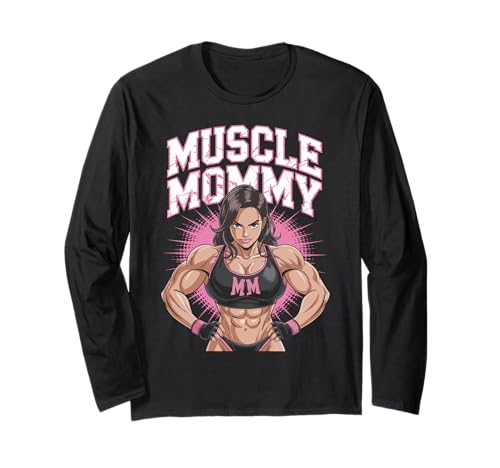 Anime Muscle Mommy Weightlifting Fitness Girl Aesthetic Langarmshirt von Muscle Mommy Fitness Gym Aesthetic