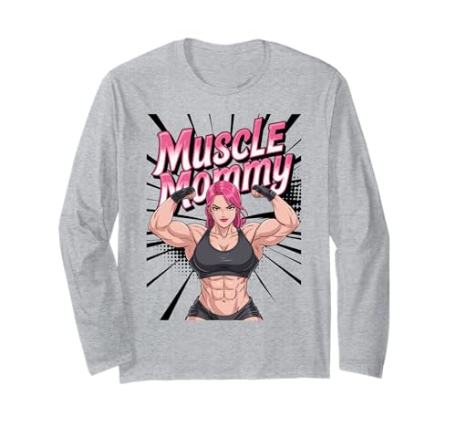 Anime Muscle Mommy Weightlifting Fitness Girl Aesthetic Langarmshirt von Muscle Mommy Fitness Gym Aesthetic