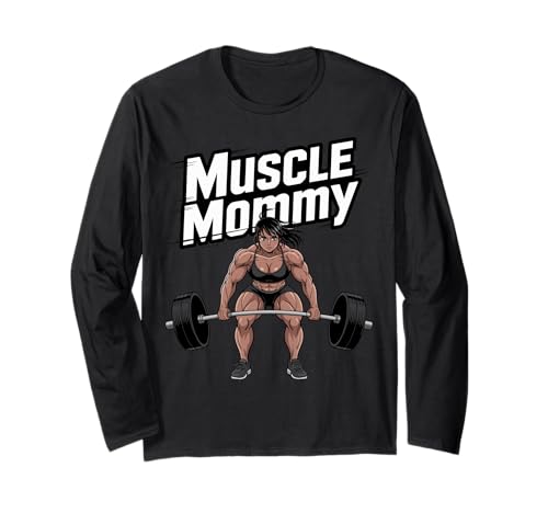 Anime Muscle Mommy Weightlifting Fitness Girl Aesthetic Langarmshirt von Muscle Mommy Fitness Gym Aesthetic