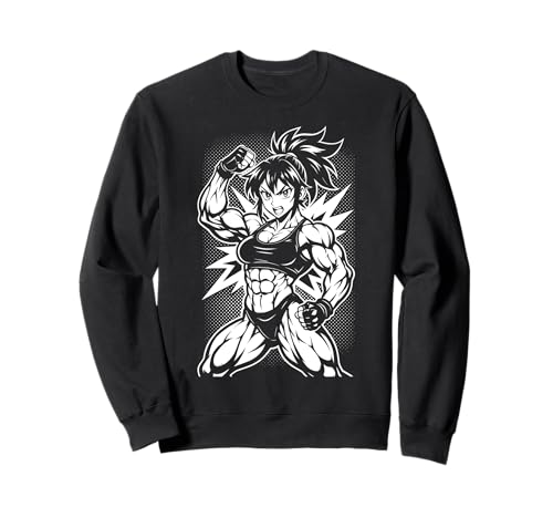 Anime Muscle Mommy Weightlifting Fitness Girl Aesthetic Sweatshirt von Muscle Mommy Fitness Gym Aesthetic