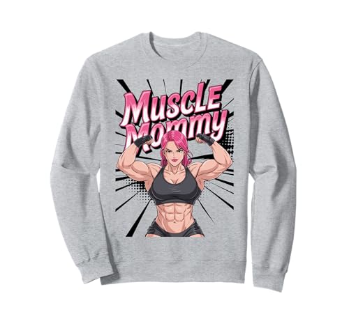 Anime Muscle Mommy Weightlifting Fitness Girl Aesthetic Sweatshirt von Muscle Mommy Fitness Gym Aesthetic