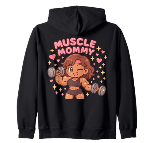 Cute Chibi Anime Muscle Mommy Weightlifting Fitness Girl Kapuzenjacke von Muscle Mommy Fitness Gym Aesthetic