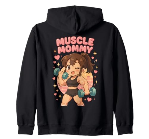Cute Chibi Anime Muscle Mommy Weightlifting Fitness Girl Kapuzenjacke von Muscle Mommy Fitness Gym Aesthetic