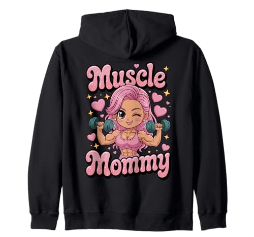 Cute Chibi Anime Muscle Mommy Weightlifting Fitness Girl Kapuzenjacke von Muscle Mommy Fitness Gym Aesthetic