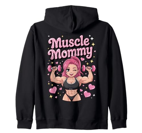 Cute Chibi Anime Muscle Mommy Weightlifting Fitness Girl Kapuzenjacke von Muscle Mommy Fitness Gym Aesthetic