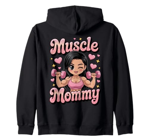 Cute Chibi Anime Muscle Mommy Weightlifting Fitness Girl Kapuzenjacke von Muscle Mommy Fitness Gym Aesthetic