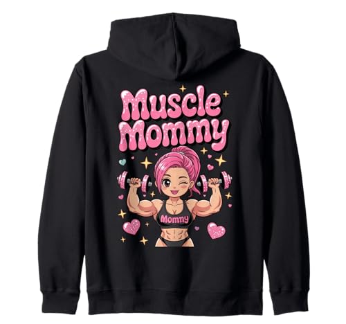 Cute Chibi Anime Muscle Mommy Weightlifting Fitness Girl Kapuzenjacke von Muscle Mommy Fitness Gym Aesthetic