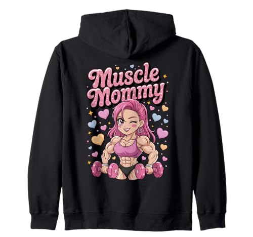 Cute Chibi Anime Muscle Mommy Weightlifting Fitness Girl Kapuzenjacke von Muscle Mommy Fitness Gym Aesthetic