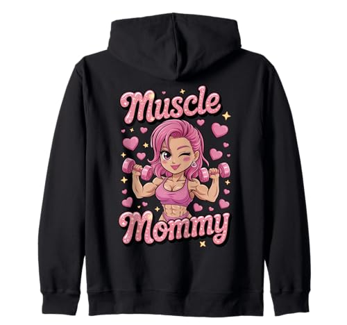 Cute Chibi Anime Muscle Mommy Weightlifting Fitness Girl Kapuzenjacke von Muscle Mommy Fitness Gym Aesthetic