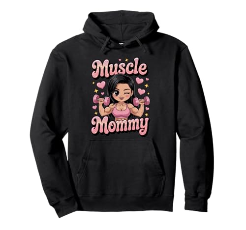 Cute Chibi Anime Muscle Mommy Weightlifting Fitness Girl Pullover Hoodie von Muscle Mommy Fitness Gym Aesthetic